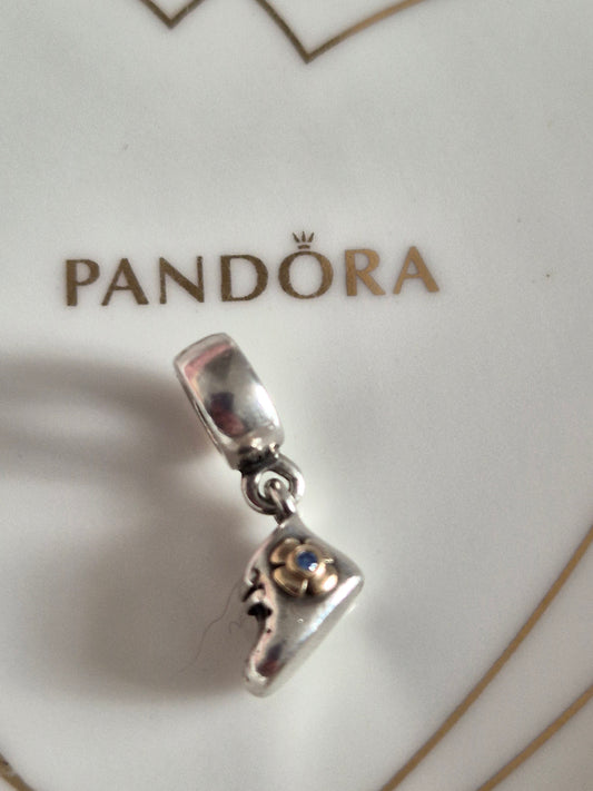 Pandora baby boot charm with 14ct gold