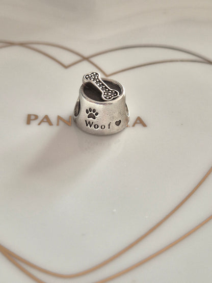 Pandora woof dog bowl charm
