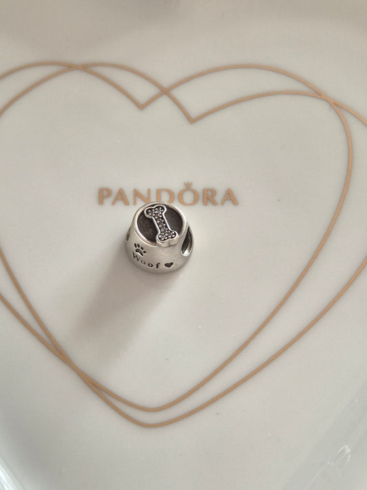 Pandora woof dog bowl charm