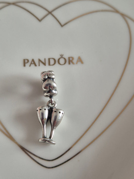Pandora champagne glasses charm