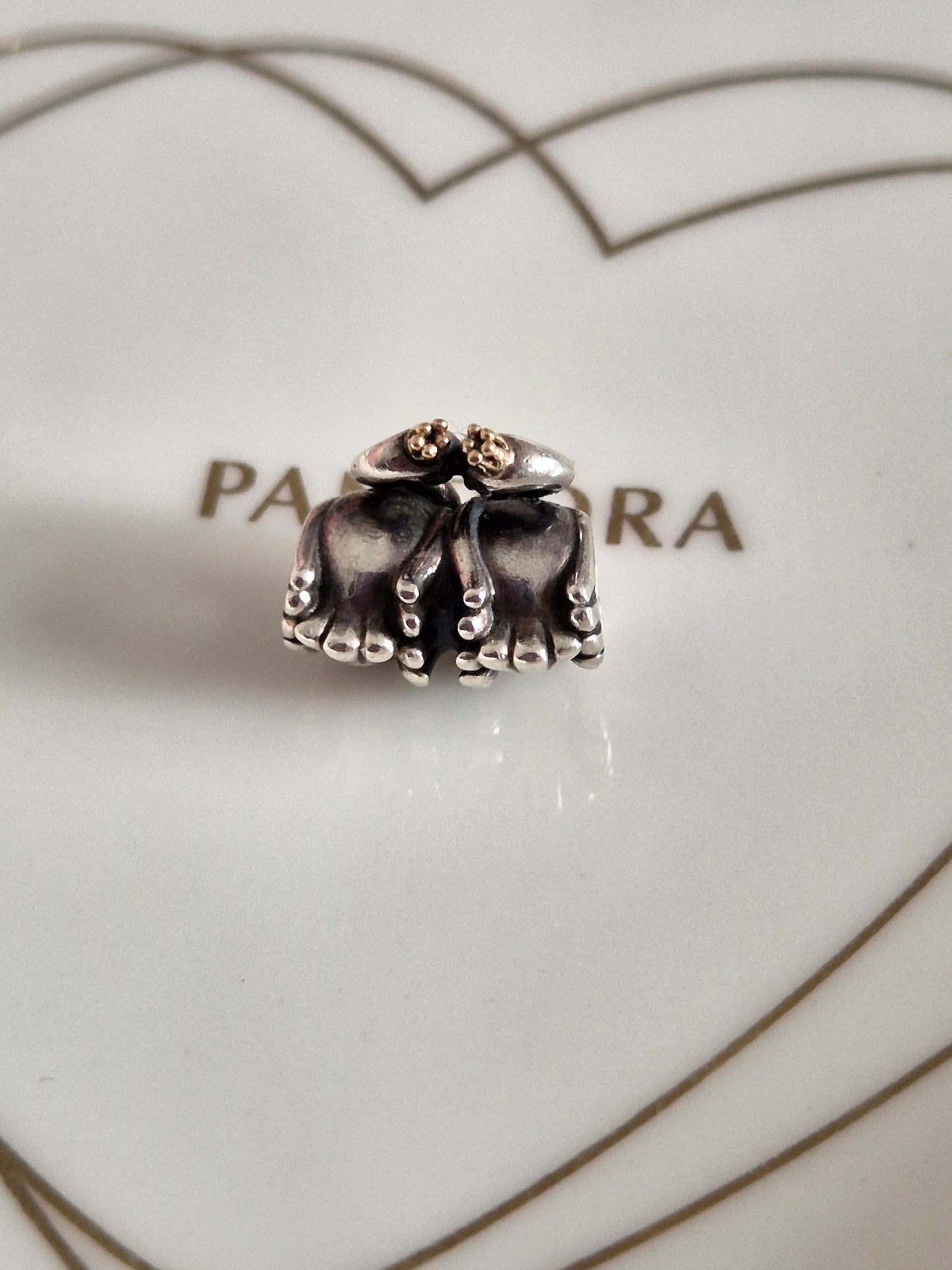 Genuine Pandora Silver & 14k Gold Swan Embrace Charm