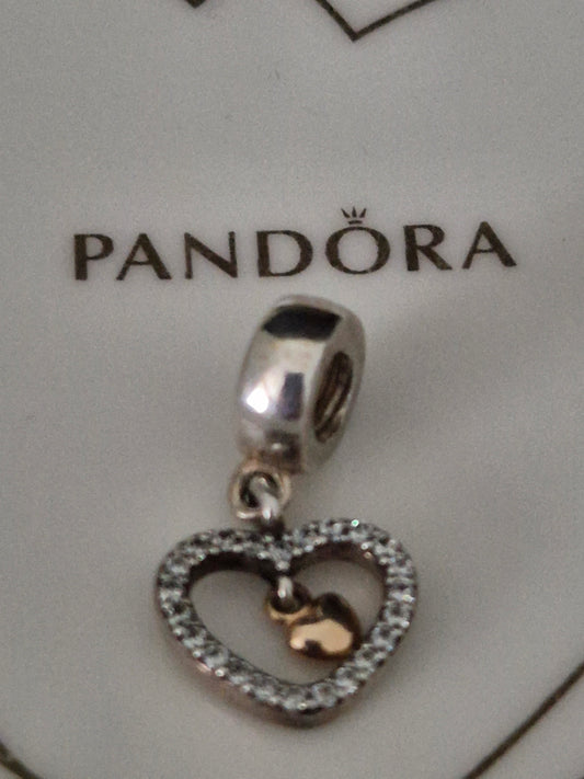 Pandora pave heart with 14ct gold