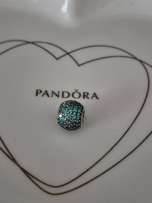 Pandora teal pave charm